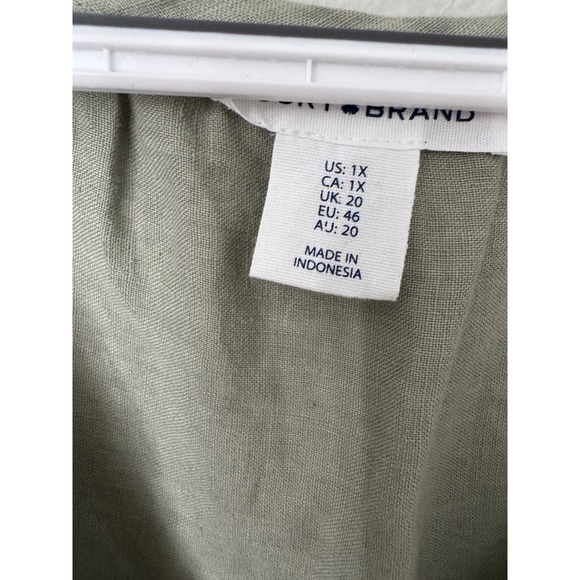 Lucky Brand 1X Green 100% Linen Tiered Sleeveless‎ V Neck Casual Dress - Picture 4 of 5